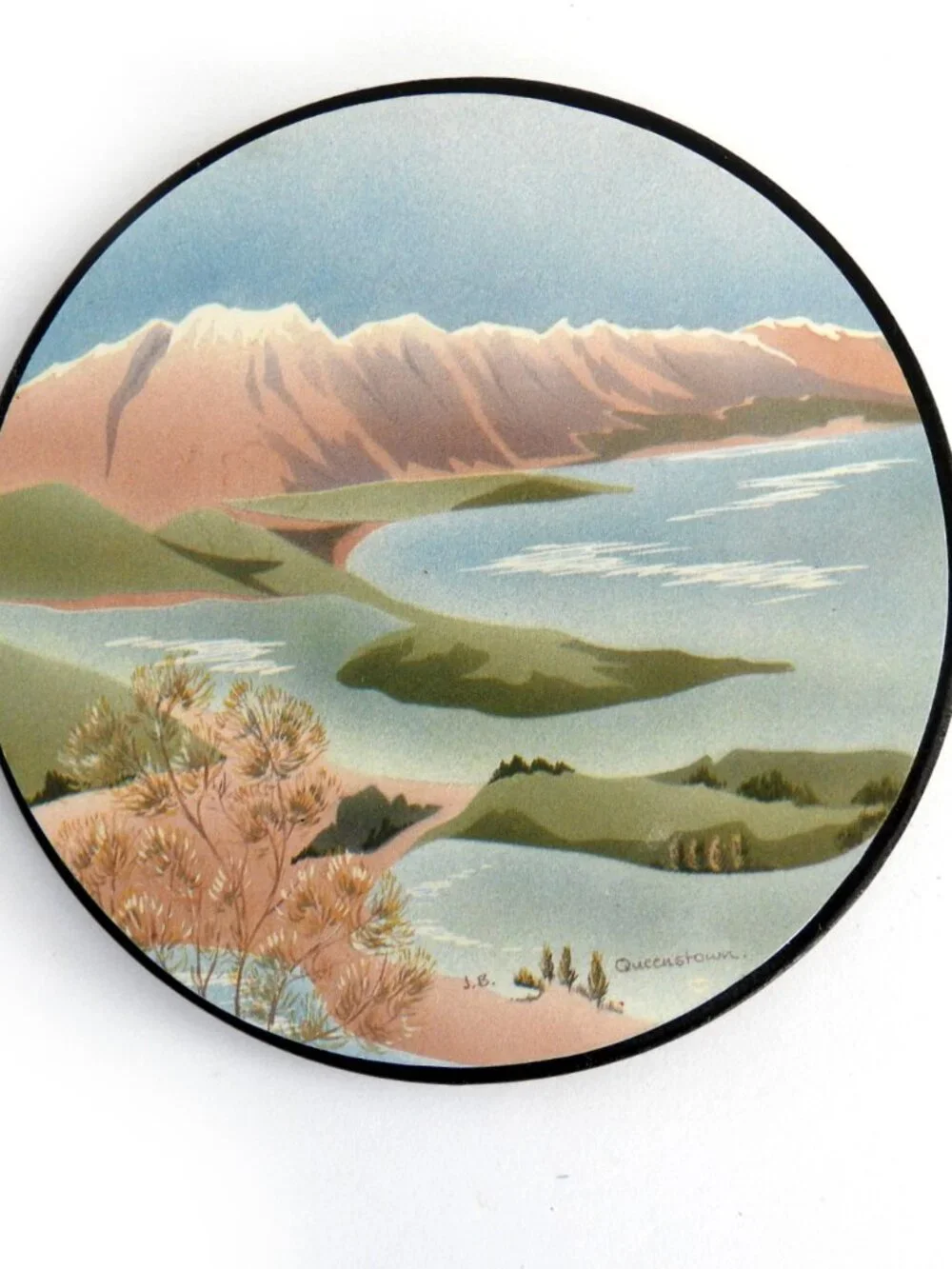 VTG 1970s New Zealand Scenic Cork Coasters Set of 6 Signed J.B. - Picture 9 of 10